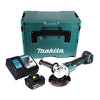 Makita DGA 504 RG1J Akumulatorowa szlifierka kątowa 18 V 125 mm bezszczotkowa + 1x akumulator 6,0 Ah + ładowarka + Makpac