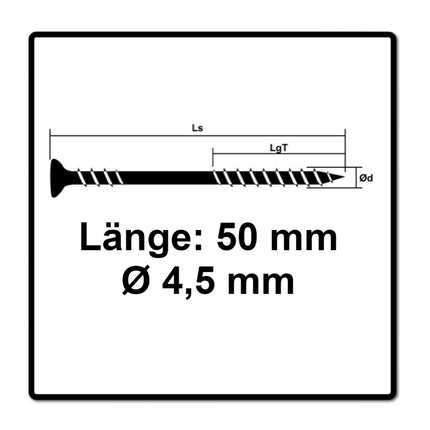 SPAX Facade Screw 4.5 x 50mm - Stainless Steel A2 - Fixing Thread - Raised Countersunk Head- T-STAR Plus Torx T20 - CUT 400 pcs. (2x 25470004505022)