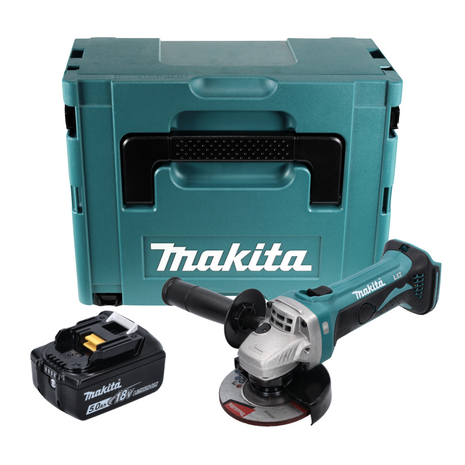 Makita DGA 452 T1J cordless angle grinder 18 V 115 mm + 1x rechargeable battery 5.0 Ah + Makpac - without charger