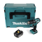 Makita DHP 483 T1J Perceuse-visseuse à percussion sans fil 18 V 40 Nm + 1x Batterie 5.0 Ah + Coffret Makpac - sans chargeur