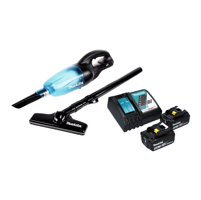 Aspirador sin cable Makita DCL 180 RT B 18 V negro + 2x batería recargable 5,0 Ah + cargador