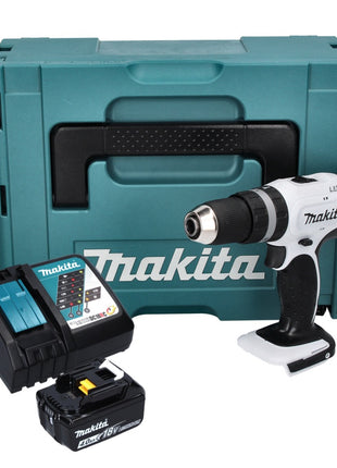 Makita DHP 453 RM1J W Taladro percutor inalámbrico blanco 18 V 42 Nm + 1x batería 4,0 Ah + cargador + Makpac