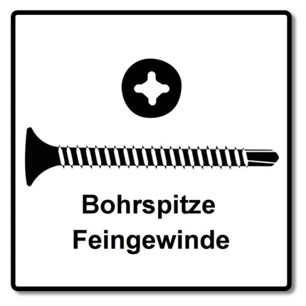 SPAX GIX-D tornillos para paneles de yeso 3,5 x 35 mm 5000 piezas (5x 1991170350356) punta de broca fosfatada rosca completa cabeza de trompeta ranura en cruz H2