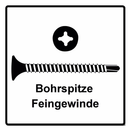 SPAX GIX-D tornillos para paneles de yeso 3,5 x 25 mm 5000 piezas (5x 1991170350256) broca rosca completa cabeza de trompeta ranura cruzada H2