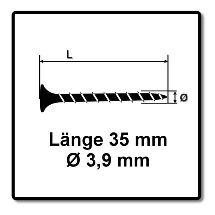 Vis pour cloisons sèches SPAX GIX-B 3,9 x 35 mm 2000 pièces (2x 1891170390356) pointe aiguille filetage complet tête trompette pointe aiguille fente cruciforme H2