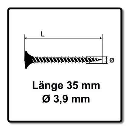 SPAX GIX-A vis pour cloisons sèches 3,9 x 35 mm 2000 pièces (2x 1091170390356) filetage fin tête trompette à filetage complet fente cruciforme H2 pointe d'aiguille phosphatée
