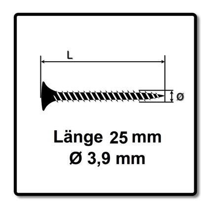 SPAX GIX-A 3,9 x 25 mm Vis pour cloisons sèches - 2000 pièces (2x 1091170390256)