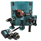 Makita DLX 3093 TJ Batería Set Especial 18 V con DHP 484 54 Nm + DHR 202 2.0 J + DGA 513 125 mm + 3x batería 5.0 Ah + cargador + 2x Makpac