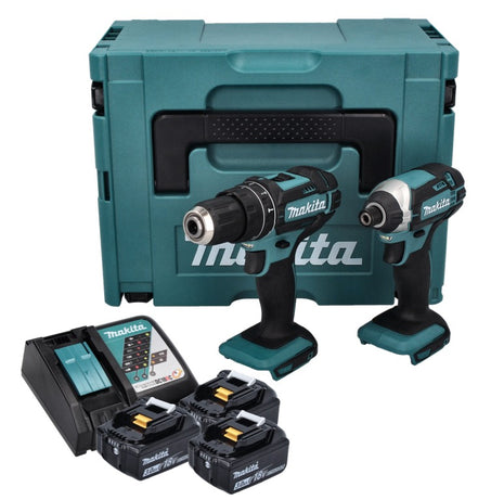 Makita DLX 2131 JX1 cordless combo kit 18 V with DHP 482 62 Nm + DTD 152 165 Nm + 3x rechargeable battery 3.0 Ah + charger + Makpac