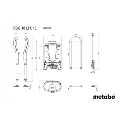 Metabo RSG 18 LTX 15 Pulvérisateur dorsal sans fil 18 V, 15 L, 3,0 Bar, solo - sans batterie, sans chargeur (602038850)