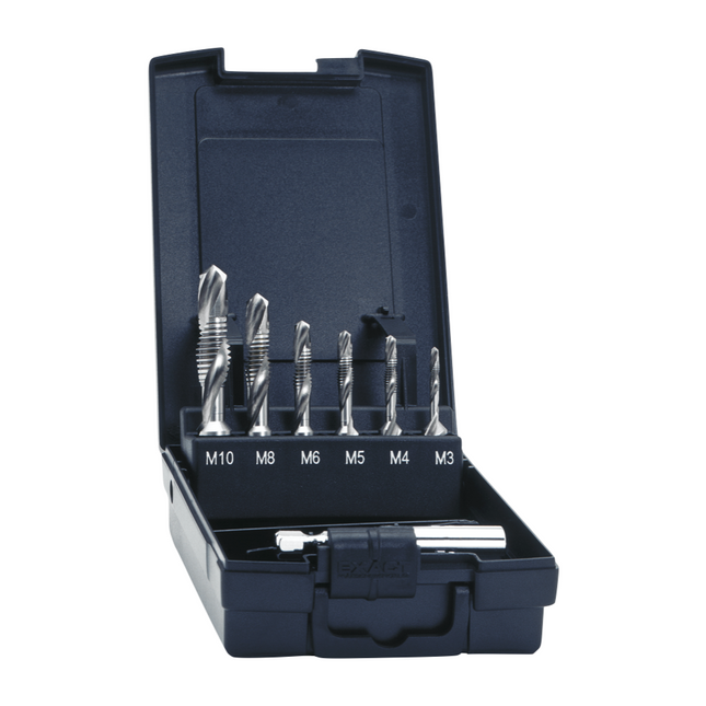 Exact SGE HSSG Set de Tarauds combinés M3 - M10, 7 pcs + 1x Adaptateur 1/4" HSS métrique ROTAPLUS+ ( 05910 )