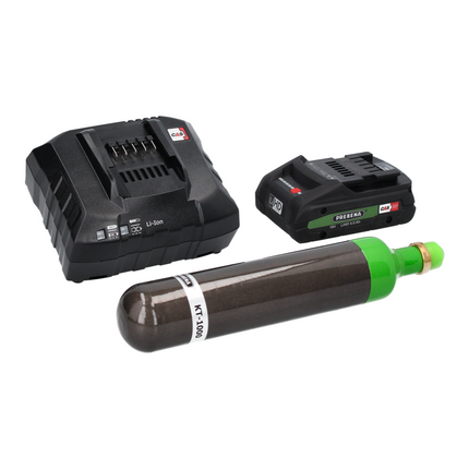 Prebena PKT 8 RKP100 SET Juego de clavadora híbrida de 4 baterías 18 V 65 - 100 mm con 1x batería 4,0 Ah + cargador (CAS)