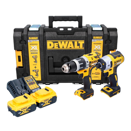 DeWalt DCK 266 P2T 18 V Cordless Combo Pack: 1x DCD 796 Hammer Drill Driver + 1x DCF 887 Impact Driver + 2x Batteries 5.0 Ah + Charger + TSTAK