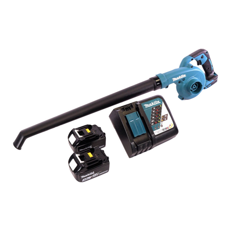 Soplador de hojas a batería Makita DUB 186 RF 18 V + 2 baterías 3,0 Ah + cargador