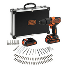 Taladro percutor inalámbrico Black & Decker BDCHD18BAFC 18 V 40 Nm + 2x baterías 1,5 Ah + cargador + set de accesorios 80 piezas + estuche