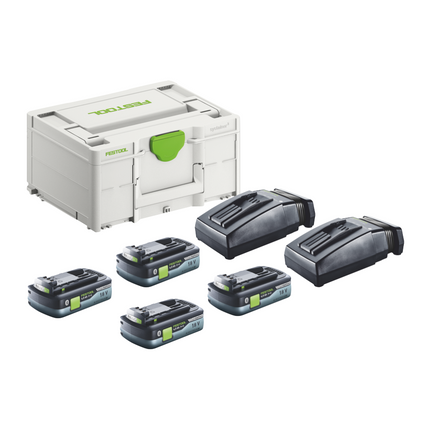 Festool SYS3 ENG 18V 2x4,0/TCL6 Energie Set 18 V + 4x Akku 4,0 Ah + 2x Ladegerät + Systainer - Toolbrothers