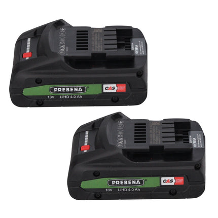 Prebena Battery Set 18V: 2x LiHD Batteries 4Ah + Charger 12-36 CAS System