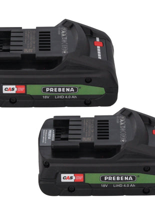 Prebena Set de Batteries 18V avec 2x Batteries LiHD 4Ah + Chargeur 12-36 CAS System