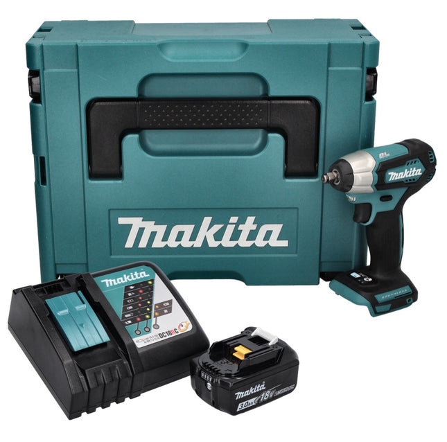 Atornillador de impacto a batería Makita DTW 180 RF1J 18 V 180 Nm 3/8" sin escobillas + 1 batería de 3,0 Ah + cargador + Makpac