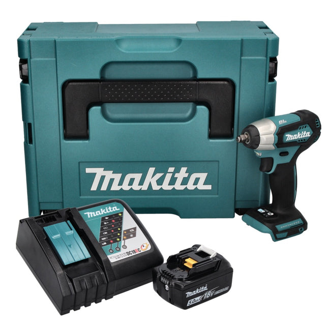 Makita DTW 180 RT1J cordless impact wrench 18 V 180 Nm 3/8" brushless + 1x battery 5.0 Ah + charger + Makpac