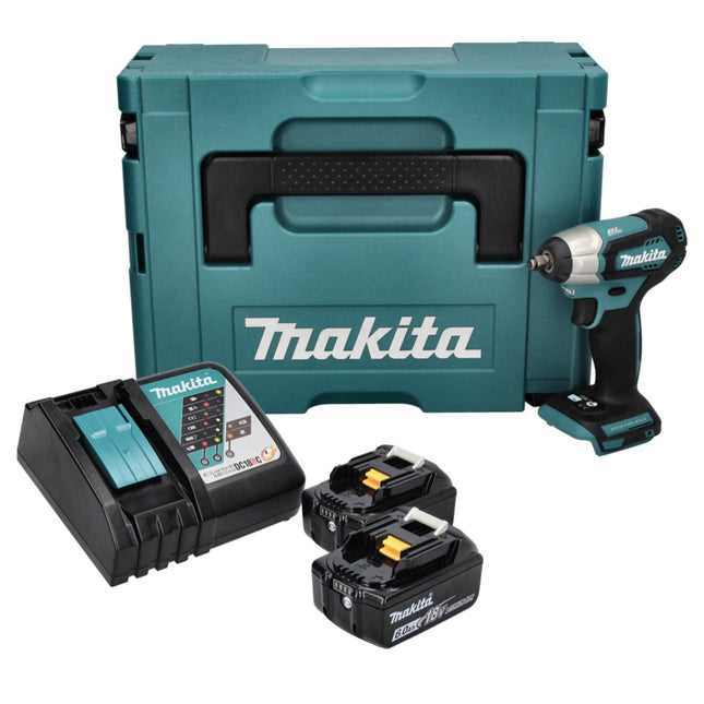 Atornillador de impacto a batería Makita DTW 180 RGJ 18 V 180 Nm 3/8" sin escobillas + 2 baterías de 6,0 Ah + cargador + Makpac