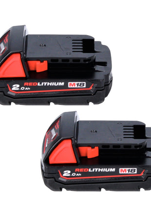 Milwaukee M18 B2 Batteries Set 2x 2,0Ah / 2000mAh - 18V RED Li-Ion (2x 4932430062)