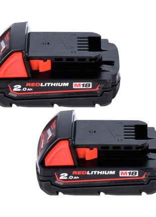 Milwaukee M18 B2 Batteries 18 V - 2x pièces 2,0 Ah (2x 4932430062) + Chargeur M12-18C 12-18 V (4932352959)