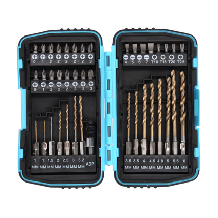 Makita DHP 482 RF1W Perceuse-visseuse à percussion sans fil 18 V 62 Nm + 1x Batterie 3,0 Ah + Chargeur + Jeu de forets - 40 pièces