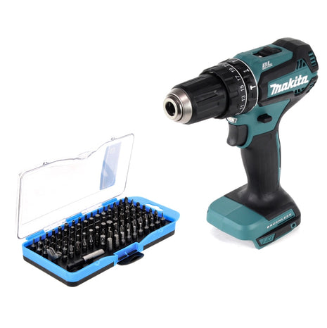 Makita DHP 485 Z Perceuse-visseuse à percussion sans fil 18 V 50 Nm Brushless + Jeu d'embouts 100 pièces - sans batterie, sans chargeur