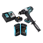 Makita DDF 458 RF1 taladro atornillador inalámbrico 18 V 91 Nm + 1x batería 3,0 Ah + cargador + juego de brocas de 40 piezas