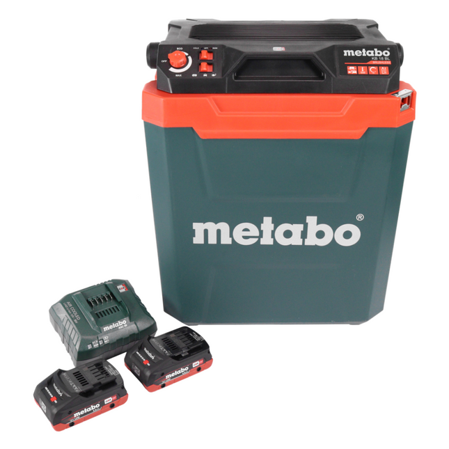 Enfriadora sin cable Metabo KB 18 BL 18 V con función de mantenimiento del calor 28 l sin escobillas + 2x batería recargable 4,0 Ah + cargador