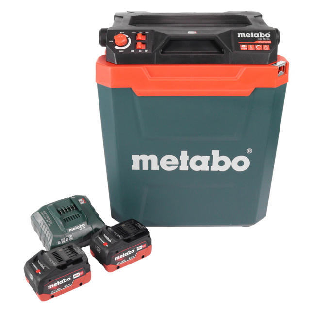 Enfriadora sin cable Metabo KB 18 BL 18 V con función de mantenimiento del calor 28 l sin escobillas + 2x batería recargable 8,0 Ah + cargador