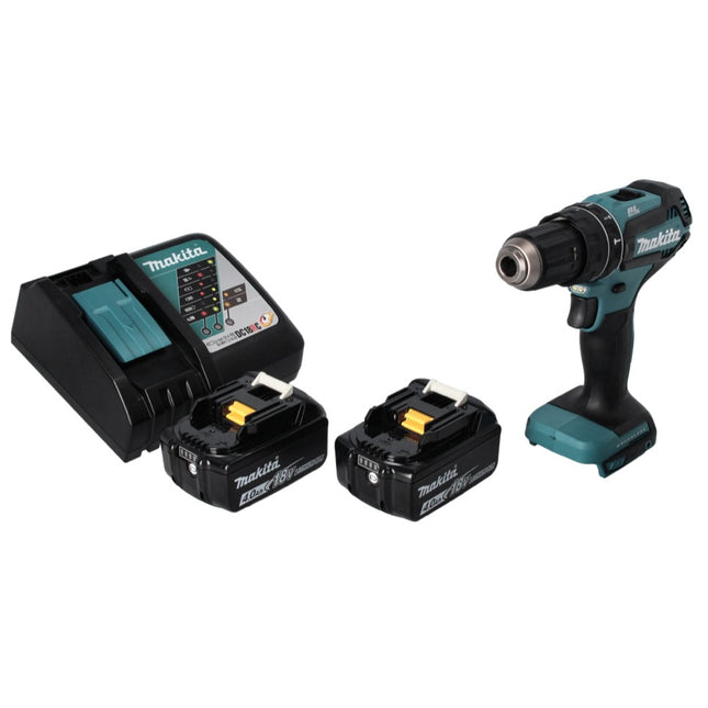 Taladro de percusión sin cable Makita DHP 485 RM 18 V 50 Nm sin escobillas + 2x batería recargable 4,0 Ah + cargador