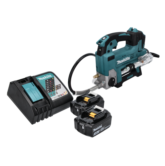 Pistola engrasadora sin cable Makita DGP 180 RF 18 V 690 bar + 2x batería recargable 3,0 Ah + cargador