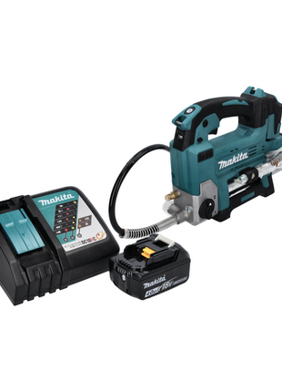 Makita DGP 180 RM1 Pompe à graisse sans fil 18 V 690 bar + 1x batterie 4,0 Ah + chargeur