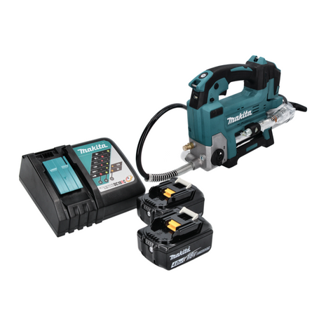 Makita DGP 180 RM cordless grease gun 18 V 690 bar + 2x rechargeable battery 4.0 Ah + charger