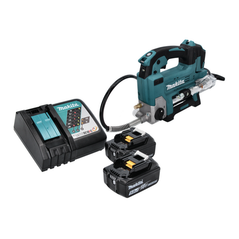 Makita DGP 180 RT Akku Fettpresse 18 V 690 bar + 2x Akku 5,0 Ah + Ladegerät