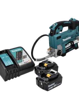 Makita DGP 180 RG Pistolet graisseur sans fil 18 V 690 bar + 2x Batteries 6,0 Ah + Chargeur