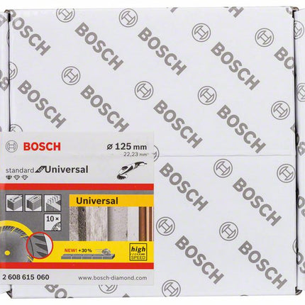 Bosch Standard per disco diamantato universale 125 x 22,23 mm 10 pezzi ( 2608615060 ) per calcestruzzo, acciaio-calcestruzzo, mattoni, calce e arenaria