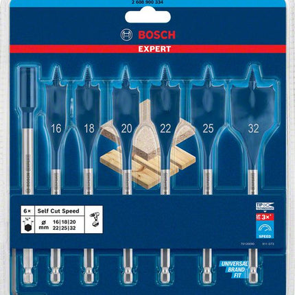 Bosch EXPERT SelfCut Speed flat router bit set 16 - 32 mm 7 pcs. ( 2608900334 ) for wood - successor to 2608587009