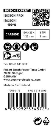 Brzeszczot do piły szablastej Bosch EXPERT Thick Tough Metal S 955 CHC 150 mm 10 sztuk ( 2608900367 ) Carbide Technology