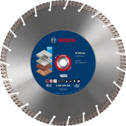 Bosch Expert MultiMaterial Disque à tronçonner diamanté, 350 x 3,3 x 25,40 mm, Diamond Technology -  pour scies sur table / scies à essence (2608900666)