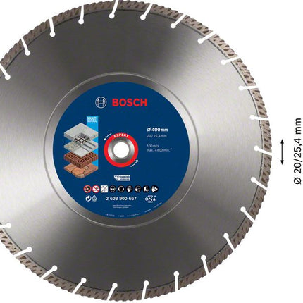 Bosch Expert MultiMaterial Diamant Trennscheibe 400 x 3,3 x 25,40 mm ( 2608900667 ) Diamond Technology für Tischsägen / Benzinsägen