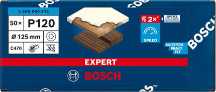 Bosch EXPERT C470 Feuille abrasive 125mm 8 trous G120 pour ponceuses excentriques - 50 pcs. (2608900912)