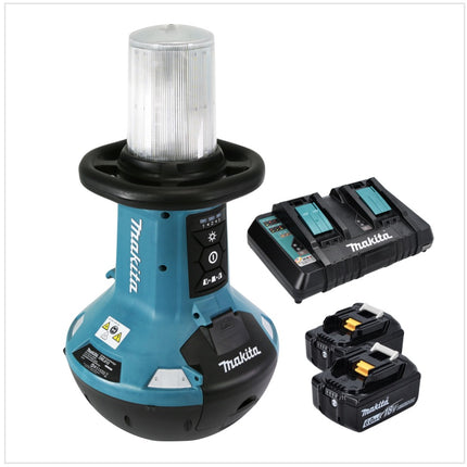 Luz LED de superficie con batería Makita DML 810 PG 18/36 V (2 x 18 V) 5500 lm IP54 + 2 baterías de 6,0 Ah + cargador doble