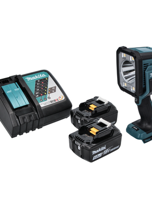 Makita DML 812 RT  Lampe de chantier sans fil 18 V avec LED 1250 lm + 2x Batterie 5,0 Ah + Chargeur