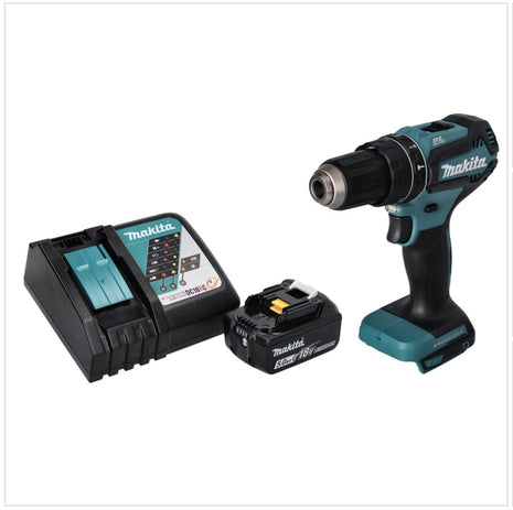 Makita DHP 485 RT1 Perceuse-visseuse à percussion sans fil 18 V 50 Nm Brushless + 1x Batterie 5,0 Ah + Chargeur