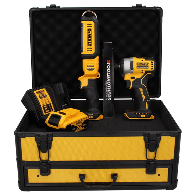 DeWalt DCF809P1TX 18V Brushless Cordless Impact Driver + DCL050 18V Cordless Lamp + 1x Battery 5.0Ah + Charger + Case TX + Folding Meter