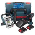 Bosch GSB 18V-55 Professional perceuse à percussion sans fil 18 V 55 Nm sans balais + 2 batteries 2,0 Ah + chargeur + L-Boxx + lampe de chantier à batterie GLI 18 V-1900 + règle pliante Toolbrothers