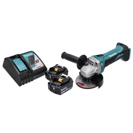 Makita DGA 452 RF cordless angle grinder 18 V 115 mm + 2x rechargeable battery 3.0 Ah + charger